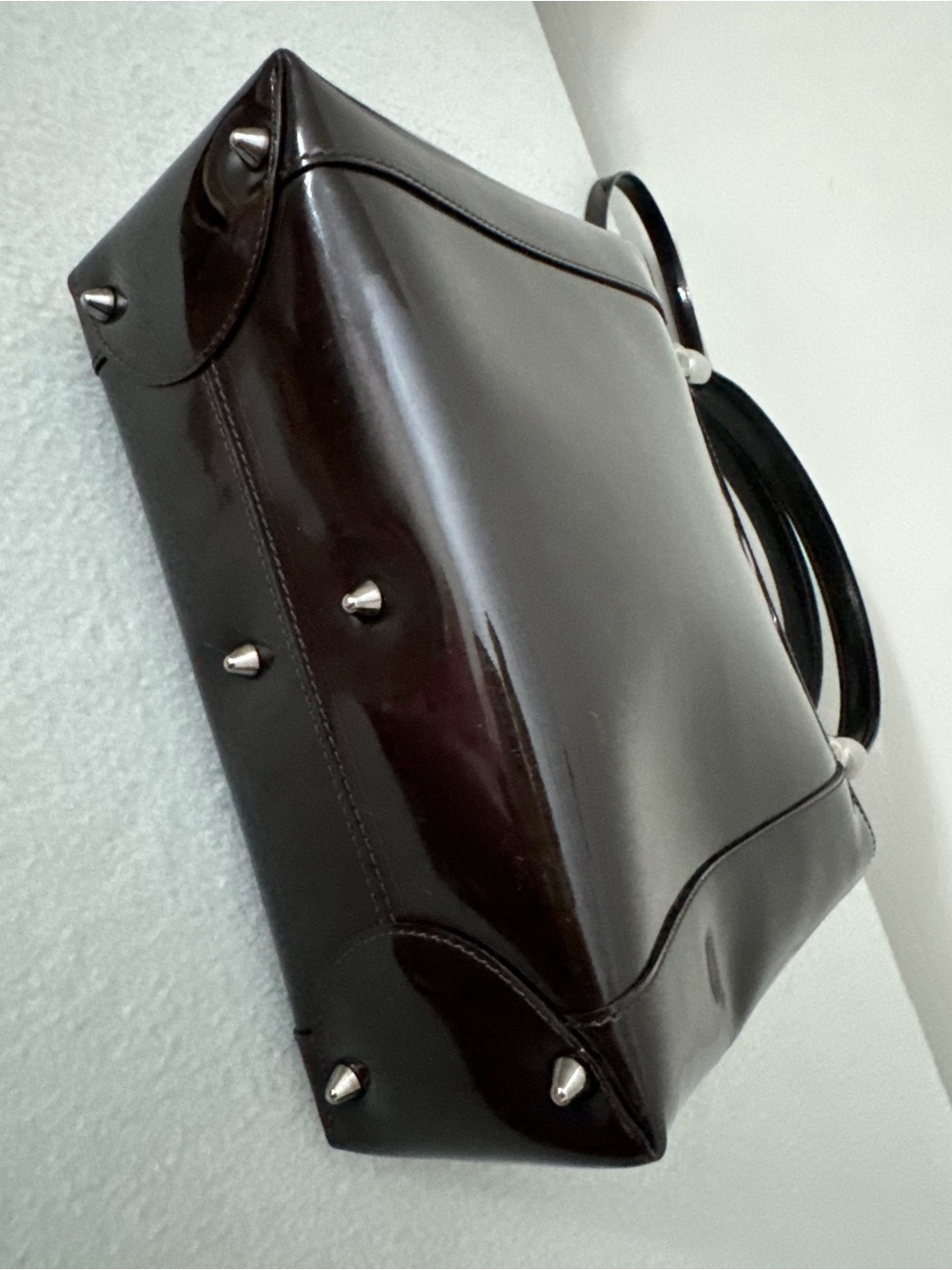 Auth Dior Black Patent Leather Top-Handle Bag - Picture 3 of 16